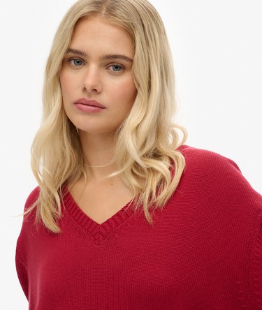 Oversized V Neck Jumper Image 4