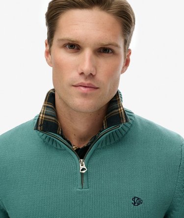 Cotton Half Zip Knit Jumper Image 4