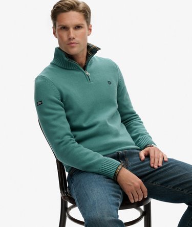 Cotton Half Zip Knit Jumper Image 2