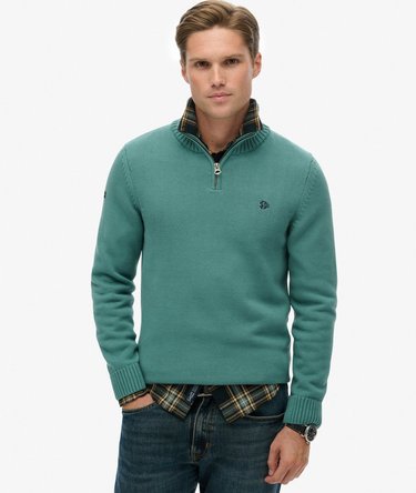 Cotton Half Zip Knit Jumper Image 1