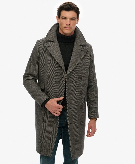 Manteau En Laine Crombie Pour Homme - Taille 44, Couleur Noir - Style Parka - Occasion En Très Bon état