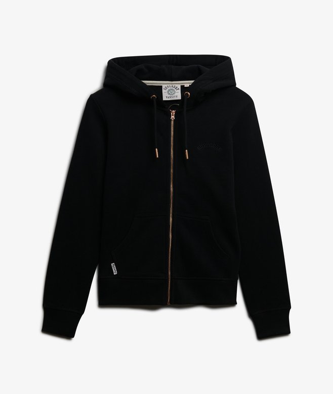 Sweat à Capuche Superdry Femme - Noir - Taille L - Zip Intégral - Logo