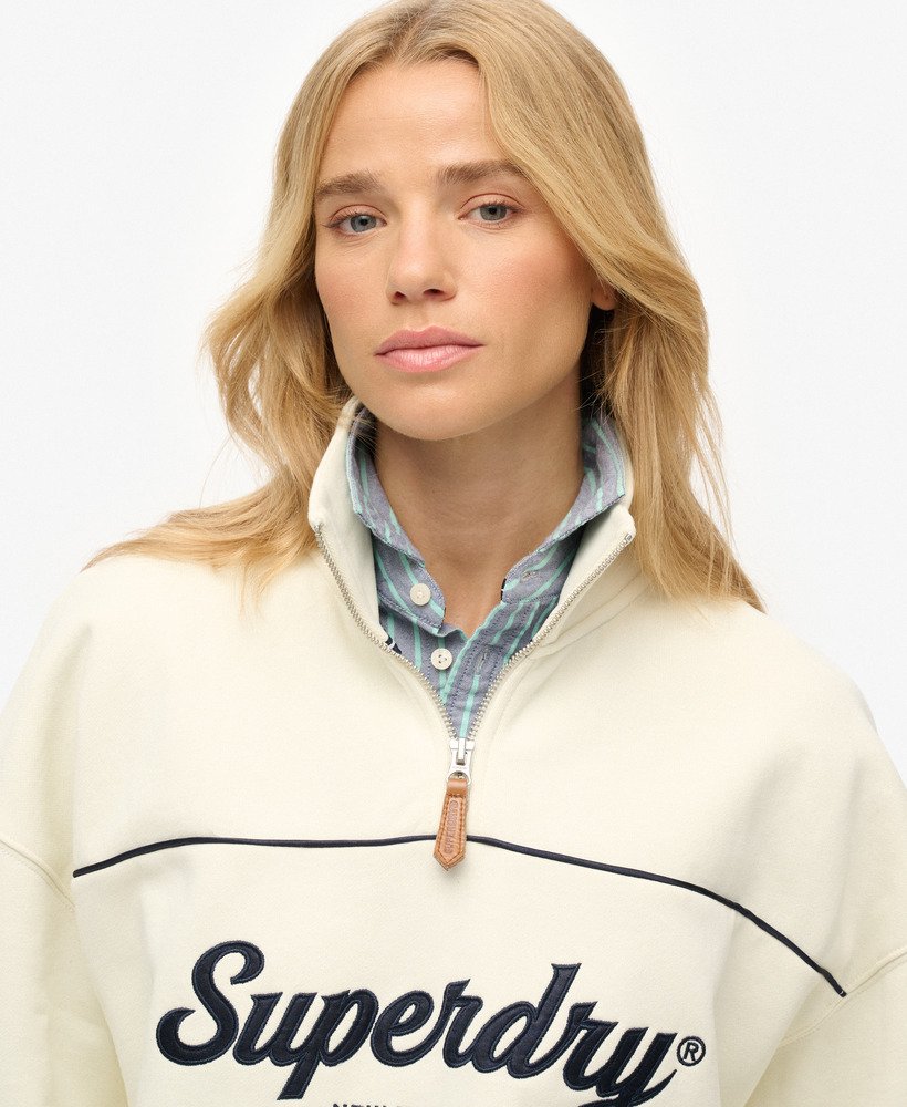 womens Country Club Half Zip Sweatshirt in OFF WHITE | Superdry CA-EN