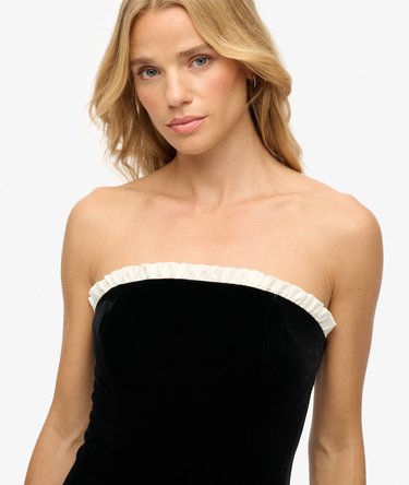 Samt-Maxikleid ohne Träger Image 3