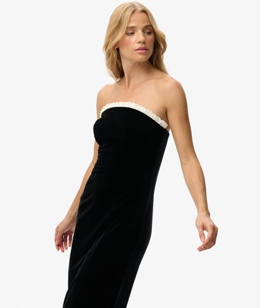 Samt-Maxikleid ohne Träger Image 2