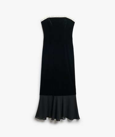Samt-Maxikleid ohne Träger Image 8