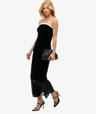 Samt-Maxikleid ohne Träger Image 5