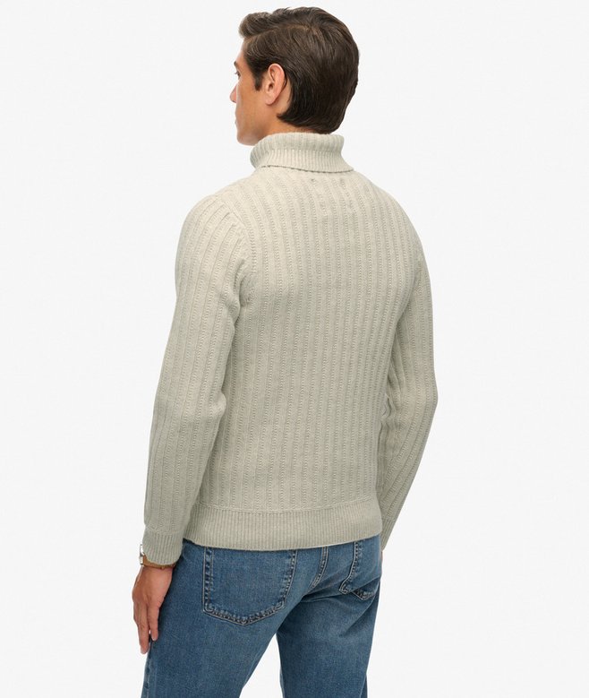Pull Col Roulé SUPERDRY En Laine - Taille S, Couleur Beige/marron - Occasion Très Bon état
