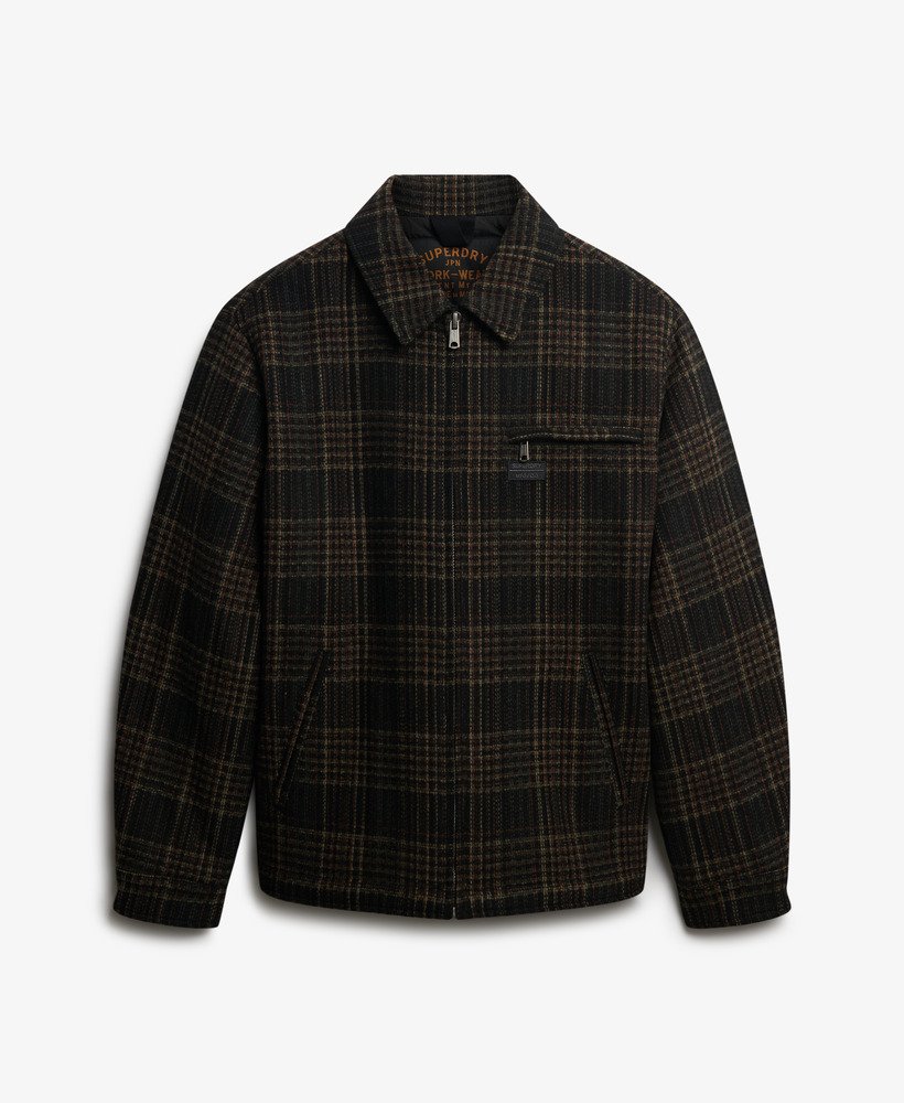 mens Wool Blend Check Ranch Jacket in Mercantile Brown Check | Superdry UK
