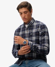 Långärmad bomullsskjorta i lumberjack-stil