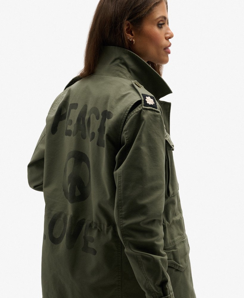 womens Embellished Field Jacket in Dusty Olive Green | Superdry UK