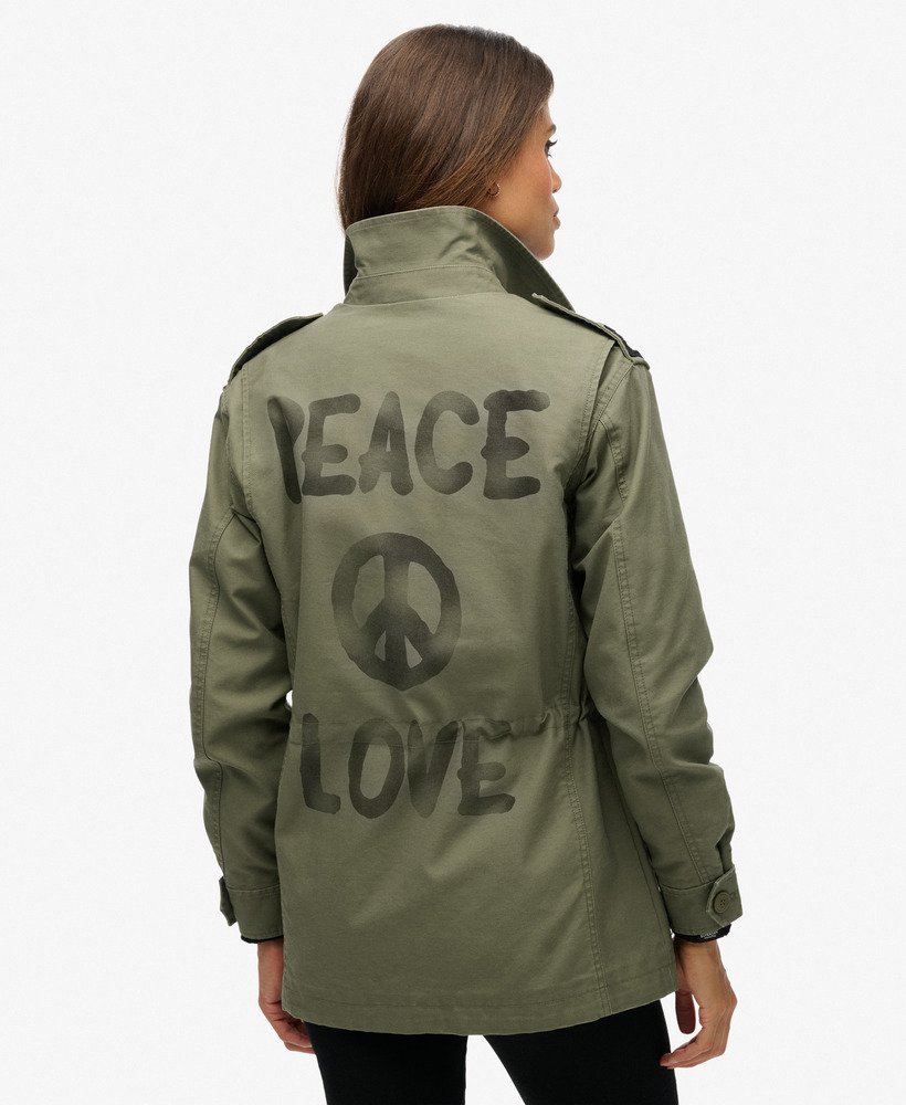 womens Embellished Field Jacket in Dusty Olive Green | Superdry US