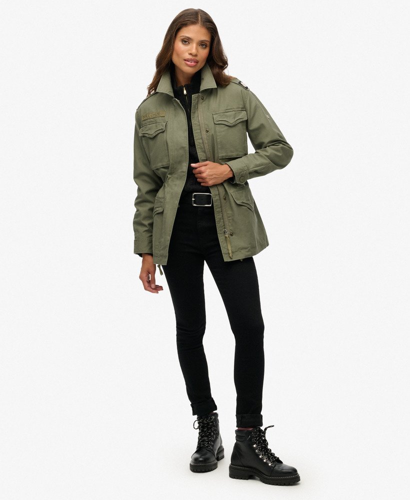 womens Embellished Field Jacket in Dusty Olive Green | Superdry US