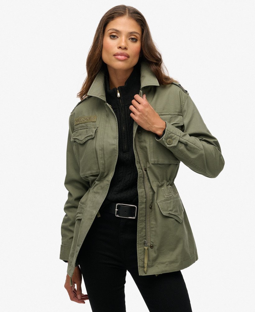 womens Embellished Field Jacket in Dusty Olive Green | Superdry US