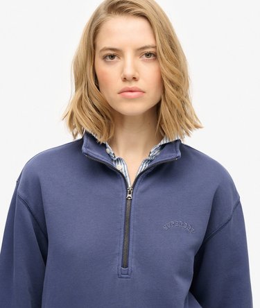 Essential Logo Garment Dye Half Zip Jumper Image 4