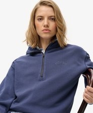 Essential Logo Pullover mit Stückfärbung und halbem Reißverschluss