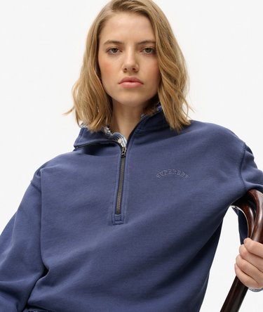Essential Logo Garment Dye Half Zip Jumper Image 2