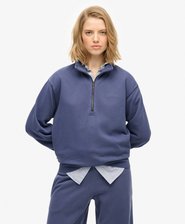 Essential Logo Pullover mit Stückfärbung und halbem Reißverschluss