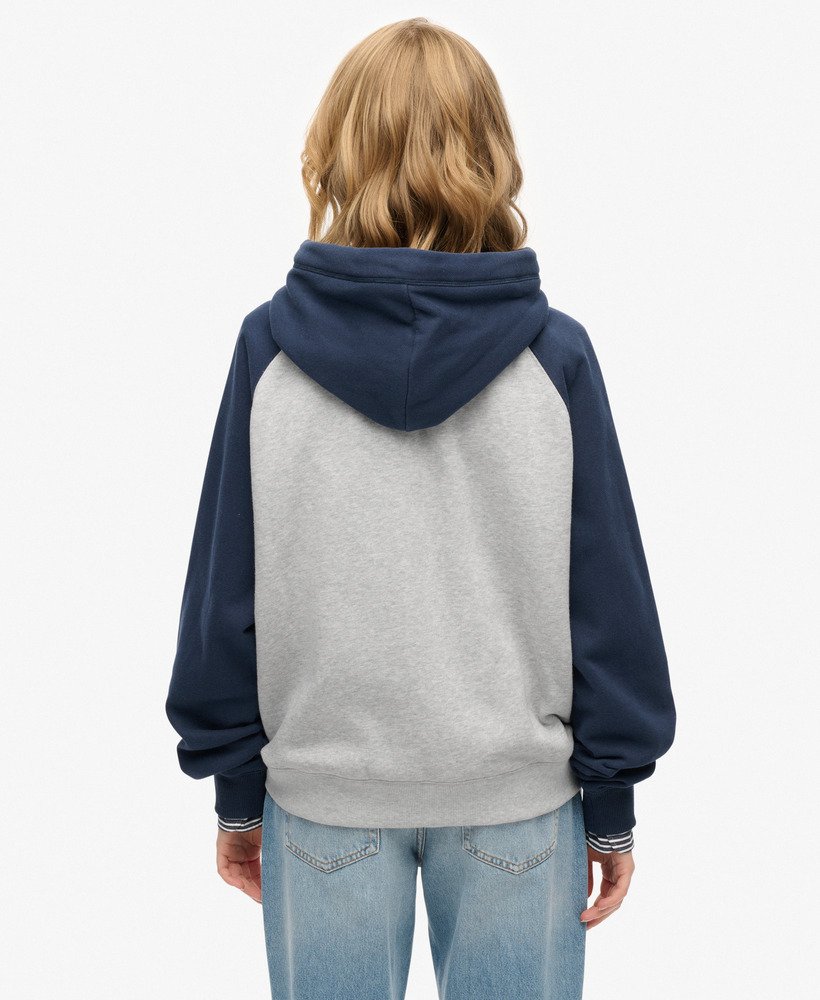 womens Essential Logo Raglan Zip Hoodie in Glacier Grey Marl