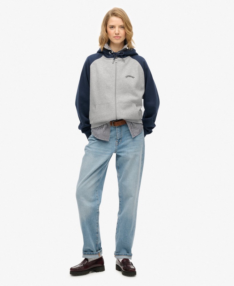 womens Essential Logo Raglan Zip Hoodie in Glacier Grey Marl/ Richest ...
