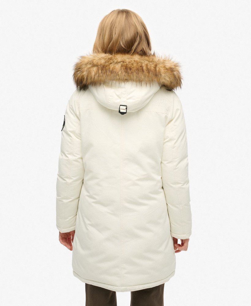 womens Everest Faux Fur Parka Coat in OFF WHITE | Superdry US