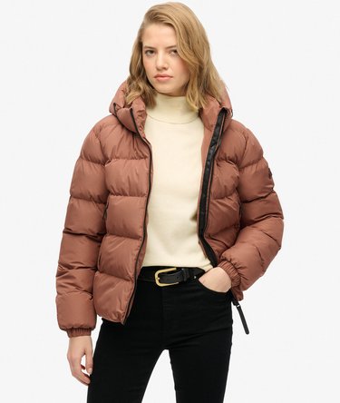 Hooded Sports Puffer Jacket Image 1