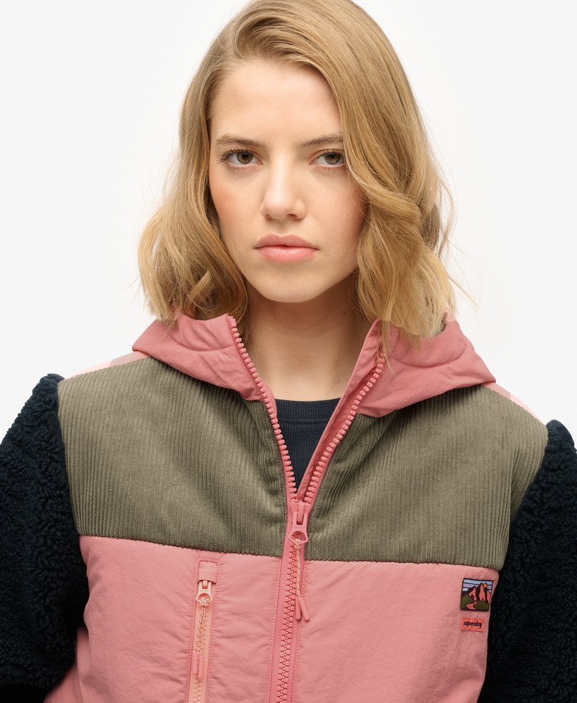 womens Hooded Fleece Sherpa Jacket in Eclipse Navy | Superdry US