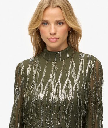 Fringe Sequin Mini Dress Image 4