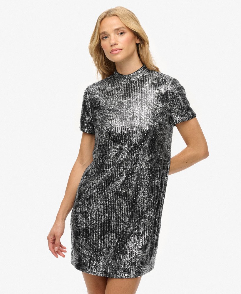 Sequin Shift Tunic T-Shirt Mini Dress