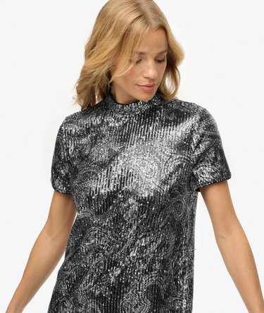 Sequin T-shirt Mini Dress Image 2