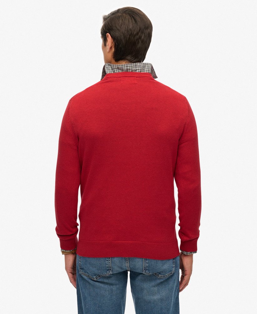 mens Essentials Cotton Jumper in Crimson Red Marl | Superdry US