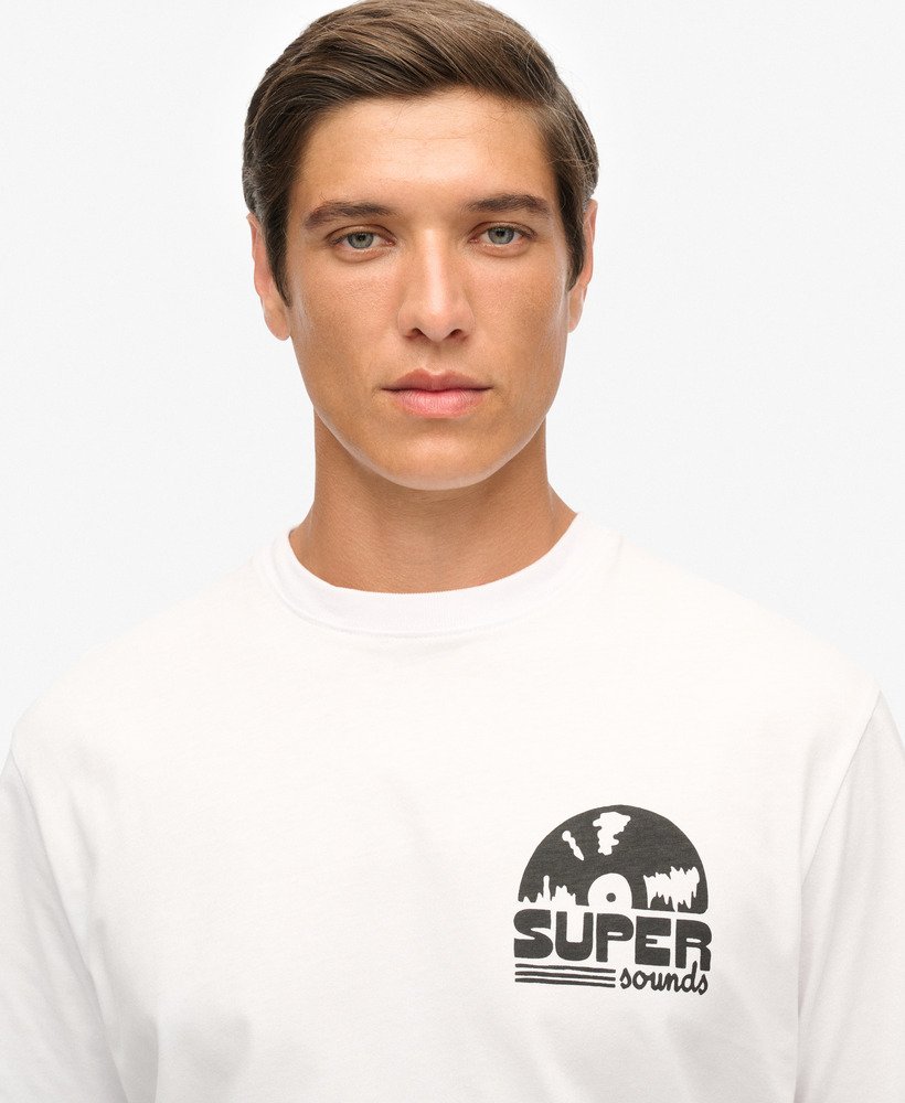 mens Record Label Oversized T-Shirt in OPTIC | Superdry US