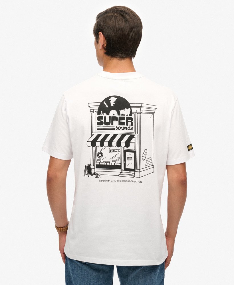 mens Record Label Oversized T-Shirt in OPTIC | Superdry US
