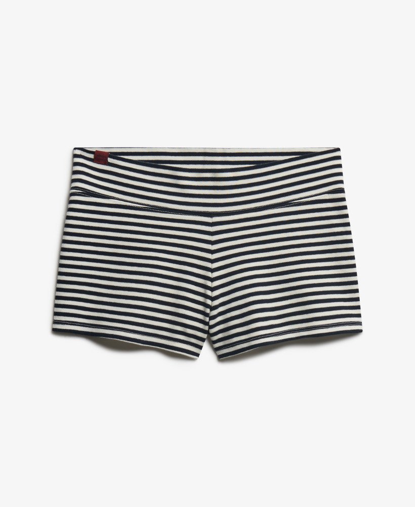 womens Athletic Essentials Fold Over Short in Eclipse Navy Stripe