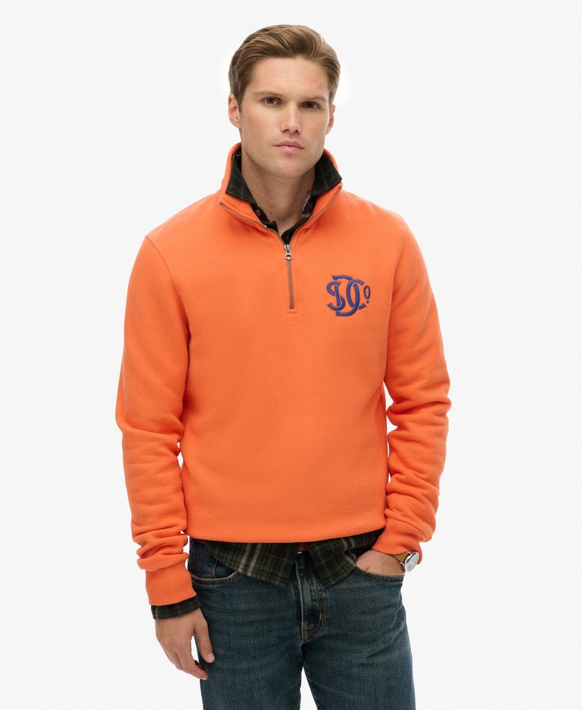 mens SD&Co. Half Zip Track Top in Firecracker Orange | Superdry CA-EN