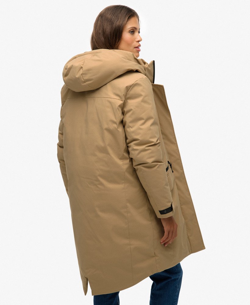womens City Fishtail Padded Parka in Incense Beige | Superdry UK