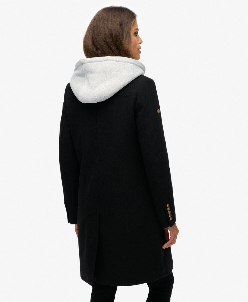 womens 2 In 1 Wool Blend Coat in Black | Superdry US