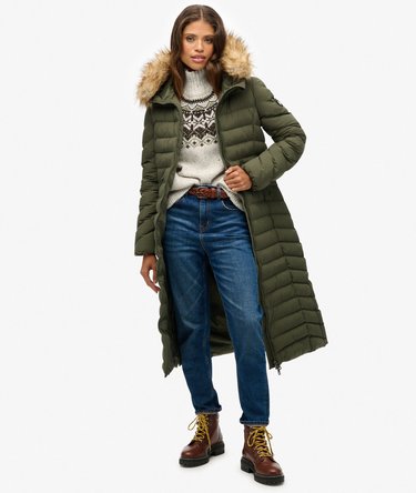 Fuji Faux Fur Hooded Longline Image 1