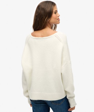 Gebürsteter Oversize-Pullover mit V-Ausschnitt Image 5