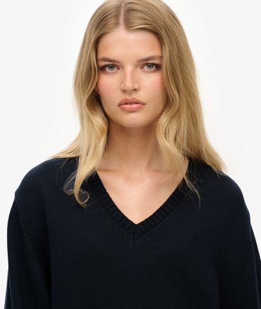 Oversized Striped V-Neck Jumper Image 4