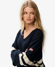 Oversized Striped V-Neck Jumper