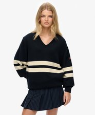 Oversized Striped V-Neck Jumper