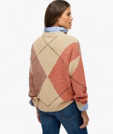 Oversized Argyle V Neck Jumper Image 5
