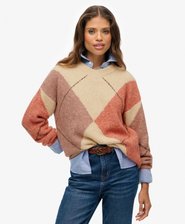 Oversized Argyle V Neck Jumper