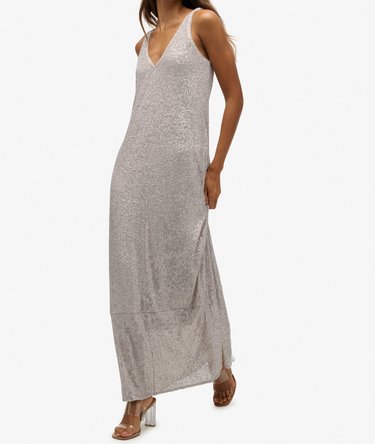 Maxi Sequin V Neck Dress Image 2