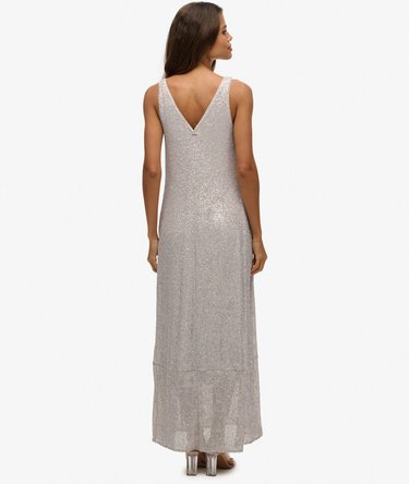 Maxi Sequin V Neck Dress Image 5