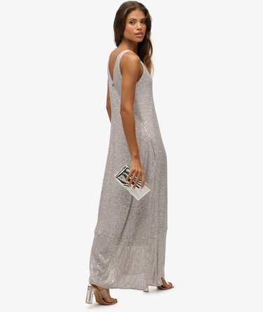 Maxi Sequin V Neck Dress Image 6