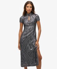 Mandarin Sequin Midi Dress