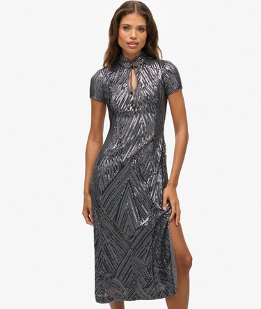 Mandarin Sequin Midi Dress Image 1