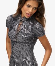 Mandarin Sequin Midi Dress